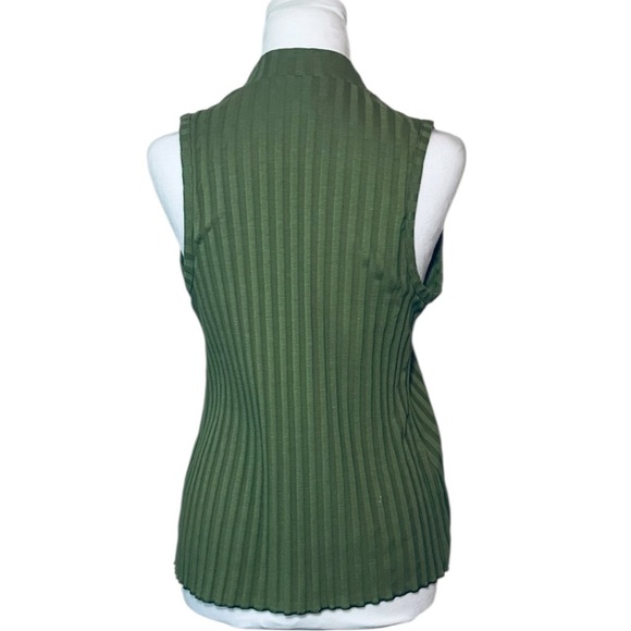 A New Day Green Ribbed Sleeveless Tank Top Medium - Picture 3 of 5